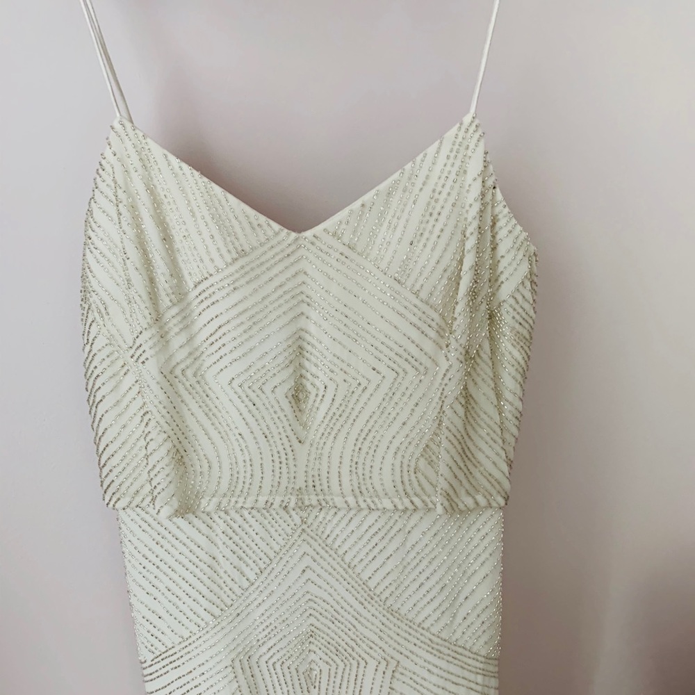 Aidan Maddox embellished white dress